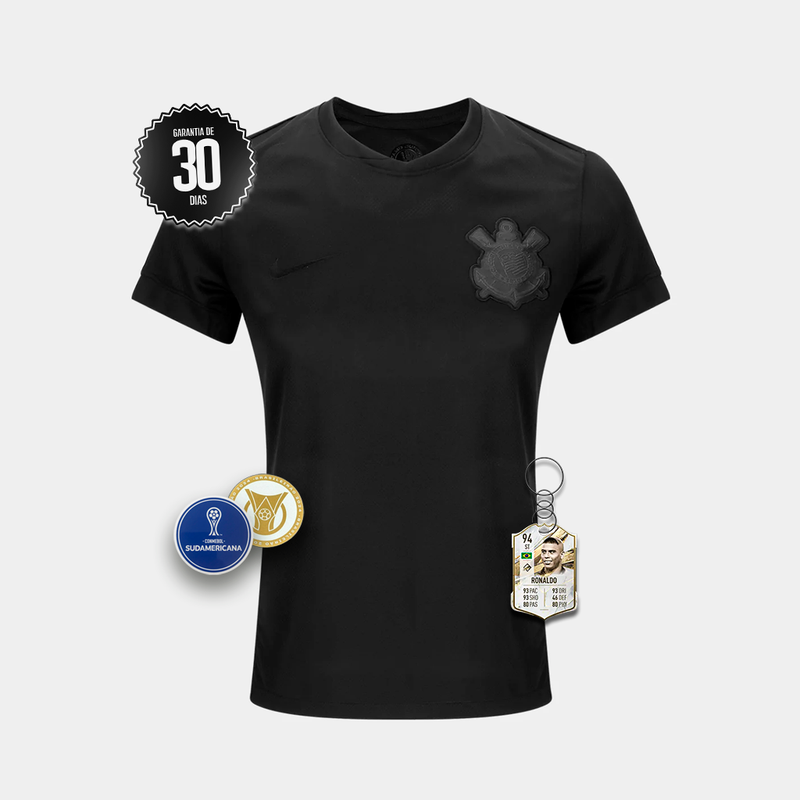 Camisa Feminina Corinthians 2024/2025 Preta - Lançamento