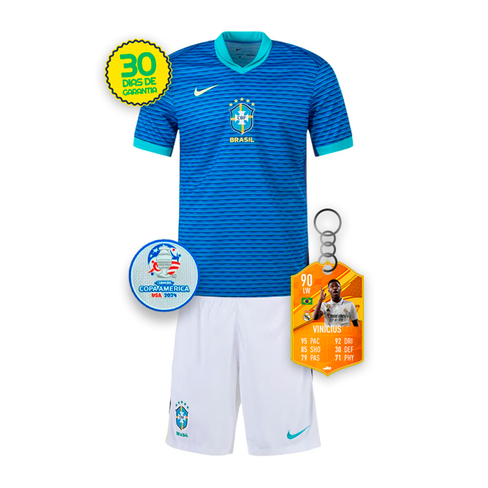 Kit Infantil Seleção Brasileira 2024/25 Away + 🎁 5 Presentes