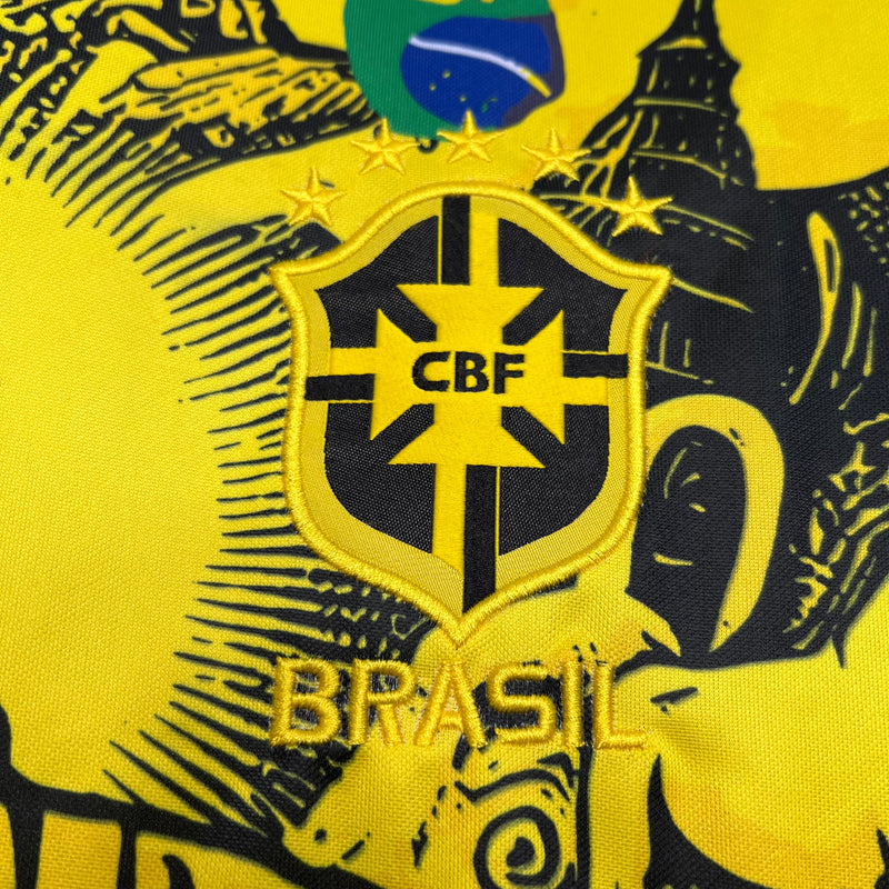 Camisa Seleção Brasileira Especial Cristo Redentor Amarela Home + 🎁 5 Presentes